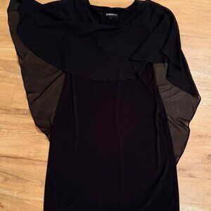 Glamour black outer layer sheer cape dress